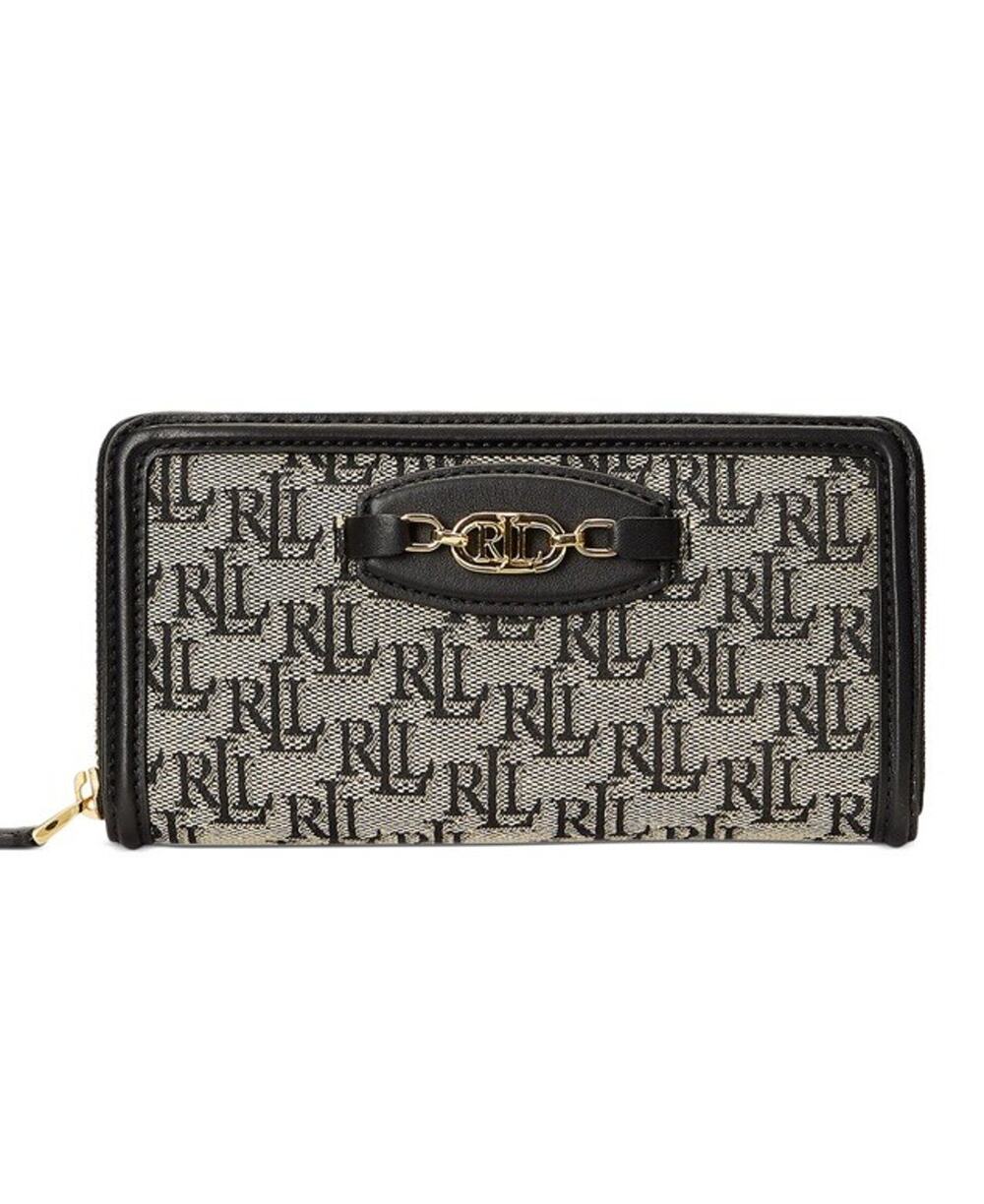 Lauren Ralph Lauren Monogram Jacquard Continental Zip Large Wallet Black